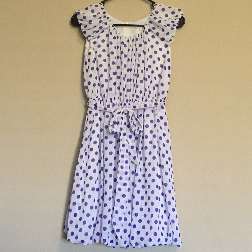 Blue and White Polka Dot Dress